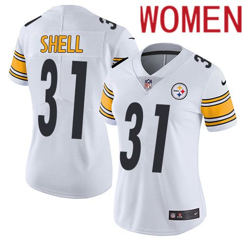 Women Pittsburgh Steelers 31 Donnie Shell Nike White Vapor Limited NFL Jersey
